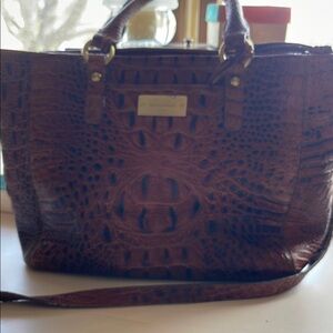 Crocodile Embossed Brown Handbag